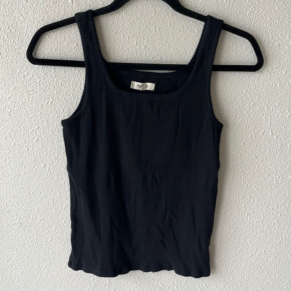 Madewell Black Square Neck Ribbed Tank XS